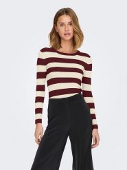 JDY Sweter "Plum" w kolorze brązowo-kremowym rozmiar: XS. Brązowe swetry JDY, xs, bez wzorów, bez ramiączek. Za 90.45 zł.