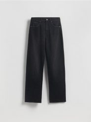 Jeansy wide leg - czarny. Czarne jeansy Reserved, bez wzorów, z podwyższonym stanem. Za 139.99 zł.