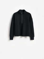 Bluza z dodatkiem modalu - czarny. Czarne bluzy Reserved, l, bez wzorów, z dzianiny, bez kaptura. Za 129.99 zł.