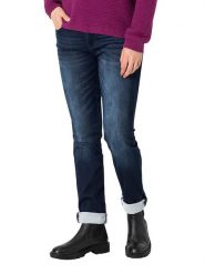 Timezone Dżinsy "Marah" - Slim fit - w kolorze granatowym rozmiar: W29/L30. Niebieskie jeansy Timezone, l, z aplikacjami. Za 100.75 zł.
