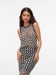 Vero Moda Top w kolorze granatowym rozmiar: S. Niebieskie topy Vero Moda, s, bez wzorów, z materiału, bez kołnierzyka, bez ramiączek. Za 70.24 zł.