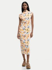 Desigual Sukienka letnia Martha 26SWVK48 Żółty Slim Fit. Żółte sukienki Desigual, na lato, xl, bez wzorów, z syntetyku, bez kołnierzyka, bez ramiączek. Za 489.99 zł.