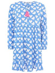 Zwillingsherz Sukienka "Heart Classic" w kolorze błękitno-białym rozmiar: L/XL. Białe sukienki Zwillingsherz, l, bez wzorów, z wiskozy, bez kołnierzyka, bez ramiączek, mini. Za 104.89 zł.