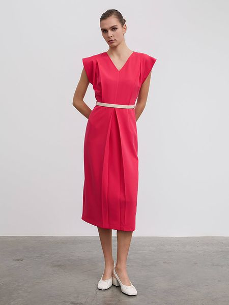 BGN Sukienka w kolorze różowym rozmiar: 40. Różowe sukienki BGN, na imprezę, bez wzorów, ze skóry, bez kołnierzyka, bez ramiączek, midi. Za 109.26 zł.