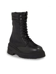 Tommy Jeans Botki Tjw Lace Up Padded Boot EN0EN02405 Czarny. Czarne botki Tommy Jeans, bez wzorów, z jeansu, bez obcasa, na słupku, bez zapięcia. Za 799.99 zł.