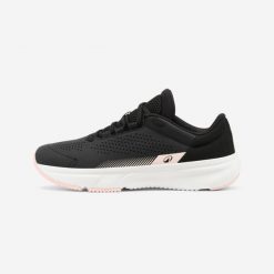 Buty sportowe damskie Essential Icon. Czarne obuwie sportowe DECATHLON, z kauczuku, bez zapięcia, do biegania. Za 109.99 zł.