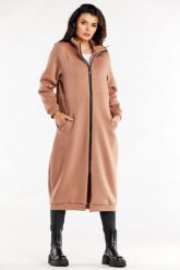 Długa bluza z kołnierzem zapinana na zamek beż. Bluzy Infinite You, l, bez wzorów, z materiału, bez kaptura. Za 319.00 zł.
