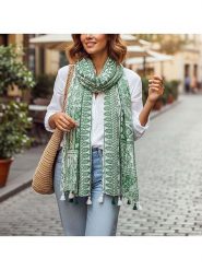 MENTHE À L'O Szal w kolorze zielono-białym - 170 x 85 cm rozmiar: onesize. Zielone szaliki MENTHE À L'O, z aplikacjami, z bawełny. Za 131.74 zł.