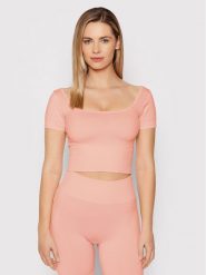Guess Bluzka V2RP13 ZZ04S Różowy Slim Fit. Czerwone bluzki Guess, l, z aplikacjami, z syntetyku, bez kołnierzyka, bez ramiączek. Za 259.99 zł.