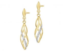 Kolczyki z żółtego złota z diamentami - 0,02 ct - próba 375. Żółte kolczyki Apart, z diamentem, złote. Za 2,059.00 zł.