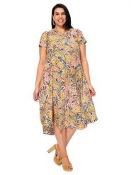 Aller Simplement Sukienka w kolorze beżowym rozmiar: 50/52. Brązowe sukienki Aller Simplement, na co dzień, bez wzorów, z bawełny, klasyczne, bez kołnierzyka, bez ramiączek, midi, proste. Za 82.99 zł.