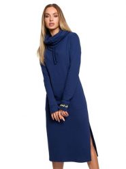 Made of emotion Sukienka w kolorze ciemnoniebieskim rozmiar: M. Niebieskie sukienki Made Of Emotion, na co dzień, m, bez wzorów, bez kołnierzyka, bez ramiączek, maxi, proste. Za 237.45 zł.