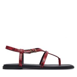 Sandały Tommy Hilfiger. Czerwone sandały TOMMY HILFIGER, bez wzorów, bez obcasa, na płaskiej podeszwie, bez zapięcia. Za 449.99 zł.