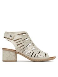 Rieker Sandały 64676-60 Złoty. Żółte sandały Rieker, bez wzorów, z materiału, bez obcasa, na słupku, bez zapięcia. Za 239.99 zł.