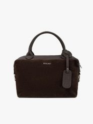 Czekoladowa duża miękka shopperka. Brązowe shopper Ryłko, bez wzorów, ze skóry, biznesowe, duże, bez dodatków. Za 449.99 zł.