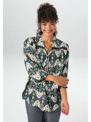 Aniston Bluzka w kolorze czarno-niebiesko-kremowym rozmiar: 44. Brązowe bluzki Aniston, bez wzorów, z wiskozy, bez kołnierzyka, bez ramiączek. Za 95.99 zł.