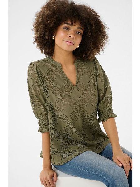 CULTURE Bluzka w kolorze khaki rozmiar: XL. Brązowe bluzki Culture, xl, bez wzorów, bez kołnierzyka, bez ramiączek. Za 98.42 zł.