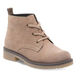 Trzewiki Lasocki. Brązowe botki Lasocki, bez wzorów, bez obcasa, na płaskiej podeszwie, bez zapięcia. Za 139.99 zł.