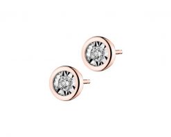 Kolczyki z różowego i białego złota z brylantami - 0,10 ct - próba 585. Białe kolczyki Apart, z brylantem, złote. Za 2,590.00 zł.