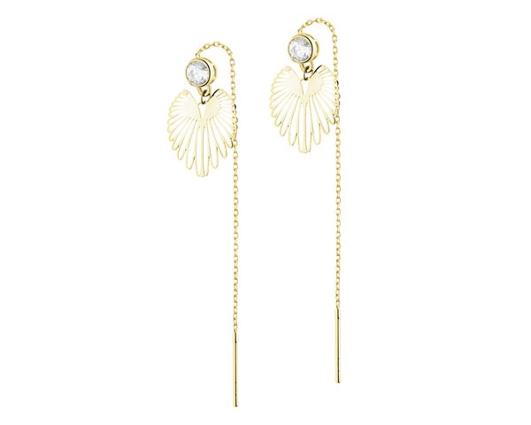 Złote kolczyki z cyrkoniami - skrzydła. Żółte kolczyki Apart, z cyrkonią, złote. Za 859.00 zł.