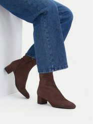 GINO ROSSI Botki C-TS6317-01-S Brązowy. Brązowe botki Gino Rossi, bez wzorów, ze skóry, bez obcasa, na słupku, bez zapięcia. Za 329.99 zł.
