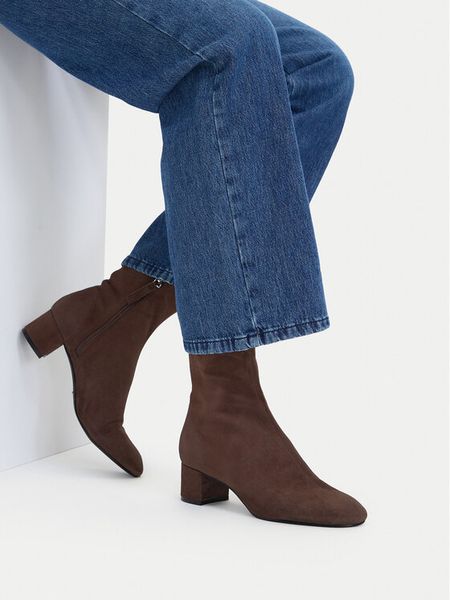 GINO ROSSI Botki C-TS6317-01-S Brązowy. Brązowe botki Gino Rossi, bez wzorów, ze skóry, bez obcasa, na słupku, bez zapięcia. Za 329.99 zł.