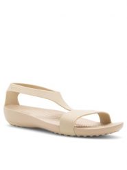 Crocs Sandały SERENA SANDAL 205469-212 Beżowy. Brązowe sandały Crocs, bez wzorów, z tworzywa sztucznego, bez obcasa, na płaskiej podeszwie, bez zapięcia. Za 149.99 zł.