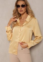 Beżowa Klasyczna Koszula z Guzikami Pianelle. Brązowe koszule Renee, l, bez wzorów, z jeansu, eleganckie, bez kołnierzyka, bez ramiączek. Za 99.99 zł.