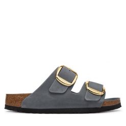 Klapki Birkenstock. Szare klapki Birkenstock, bez wzorów, bez obcasa. Za 679.99 zł.