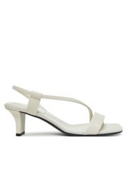 Calvin Klein Sandały Heel Sandal 50 Squared Lth HW0HW02534 Biały. Białe sandały Calvin Klein, bez wzorów, ze skóry, bez obcasa, na słupku, bez zapięcia. Za 319.99 zł.