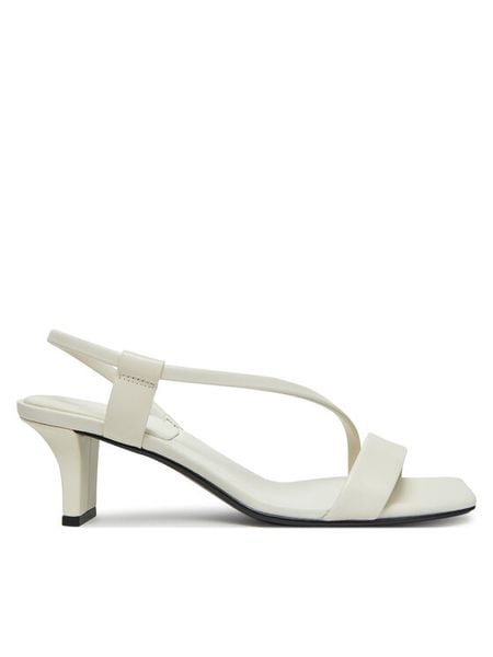 Calvin Klein Sandały Heel Sandal 50 Squared Lth HW0HW02534 Biały. Białe sandały Calvin Klein, bez wzorów, ze skóry, bez obcasa, na słupku, bez zapięcia. Za 649.99 zł.