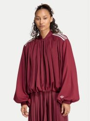 Adidas Bluza Satin Pleated Track Top LG4080 Bordowy Relaxed Fit. Czerwone bluzy Adidas, m, bez wzorów, bez kaptura. Za 368.99 zł.