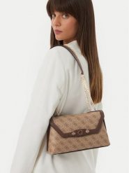 Guess Torebka Lindsey HWSG97 49210 Brązowy jasny. Brązowe listonoszki Guess, z aplikacjami, ze skóry, bez dodatków. Za 525.99 zł.