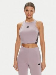 Adidas Top Future Icons 3-Stripes IS3636 Fioletowy Slim Fit. Fioletowe topy Adidas, m, bez wzorów, z bawełny, bez kołnierzyka, bez ramiączek. Za 89.99 zł.