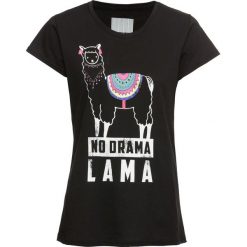T-shirt bonprix czarny z nadrukiem. Czarne t-shirty bonprix, bez wzorów, bez kołnierzyka, bez ramiączek. Za 34.99 zł.