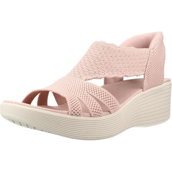 Sandały SKECHERS 120012S Rose. Czerwone sandały Skechers, bez wzorów, z tkaniny, bez obcasa, bez zapięcia. Za 323.99 zł.