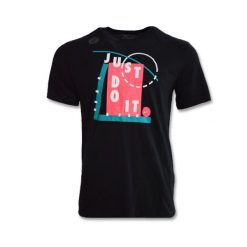 Koszulka sportowa unisex Nike Just Do It Dry z krótkim rękawem. Czarne koszulki sportowe Nike, bez wzorów, bez ramiączek, do koszykówki. Za 145.00 zł.