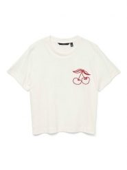 Vero Moda Koszulka w kolorze białym rozmiar: L. Białe bluzki Vero Moda, l, bez wzorów, z bawełny, bez kołnierzyka, bez ramiączek. Za 66.00 zł.