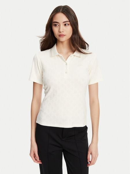 Guess Polo V5YP01 KCX12 Kremowy Regular Fit. Białe koszulki polo Guess, l, z aplikacjami, z wiskozy, bez kołnierzyka, bez ramiączek. Za 148.99 zł.