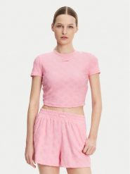 Guess T-Shirt V5GP21 KCT02 Różowy Regular Fit. Czerwone t-shirty Guess, xxs, z aplikacjami, z syntetyku, bez kołnierzyka, bez ramiączek. Za 149.99 zł.