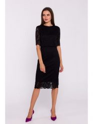Stylove Sukienka w kolorze czarnym rozmiar: M. Czarne sukienki Stylove, na co dzień, m, bez wzorów, z koronki, bez kołnierzyka, bez ramiączek, midi, proste. Za 259.74 zł.