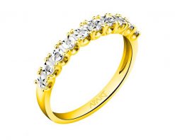 Pierścionek z żółtego złota z diamentami - 0,03 ct - próba 375. Żółte pierścionki Apart, z diamentem, złote. Za 1,590.00 zł.