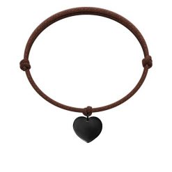 Bransoletka z matowym sercem na grubym czekoladowym sznurku. Brązowe bransoletki Lilou, ze stali. Za 99.00 zł.