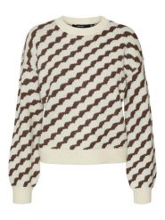 Vero Moda Sweter w kolorze kremowo-brązowym rozmiar: L. Brązowe swetry Vero Moda, l, bez wzorów, bez ramiączek. Za 79.21 zł.