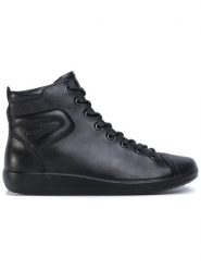 ECCO Botki Soft 2.0 20652356723 Czarny. Czarne botki ecco, bez wzorów, ze skóry, bez obcasa, na płaskiej podeszwie, bez zapięcia. Za 629.99 zł.