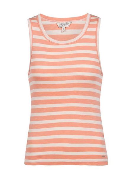 Herrlicher Top w kolorze brzoskwiniowo-białym rozmiar: M. Białe topy Herrlicher, m, bez wzorów, z bawełny, bez kołnierzyka, bez ramiączek. Za 74.28 zł.