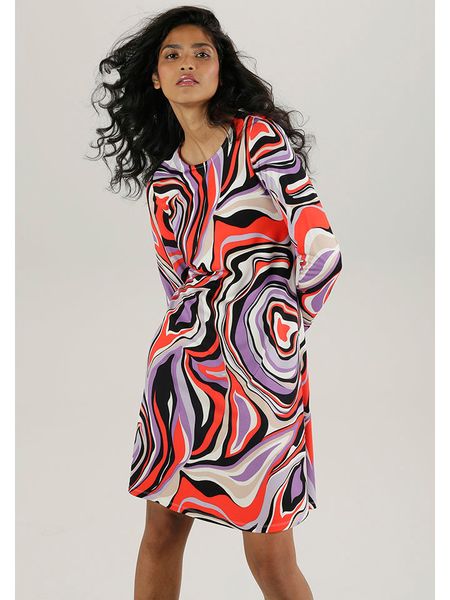 Aniston Sukienka w kolorze lawendowo-czerwono-czarnym rozmiar: 42. Różowe sukienki Aniston, na co dzień, bez wzorów, bez kołnierzyka, bez ramiączek, mini, proste. Za 66.00 zł.