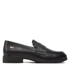 Lordsy Tommy Hilfiger. Czarne lordsy TOMMY HILFIGER, bez wzorów, bez obcasa, bez zapięcia. Za 279.99 zł.