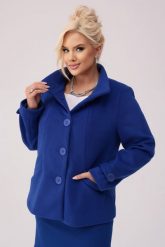 Jesienny płaszcz Szafirowa Aria OVERSIZE PLUS SIZE XXL WIOSNA. Niebieskie płaszcze Moda Size Plus Iwanek, na jesień, plus size, bez wzorów, z tkaniny, bez kaptura. Za 469.90 zł.