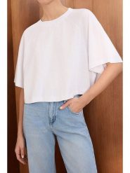 Trendyol Koszulka w kolorze kremowym rozmiar: L/XL. Brązowe bluzki Trendyol, l, bez wzorów, z bawełny, bez kołnierzyka, bez ramiączek. Za 39.99 zł.